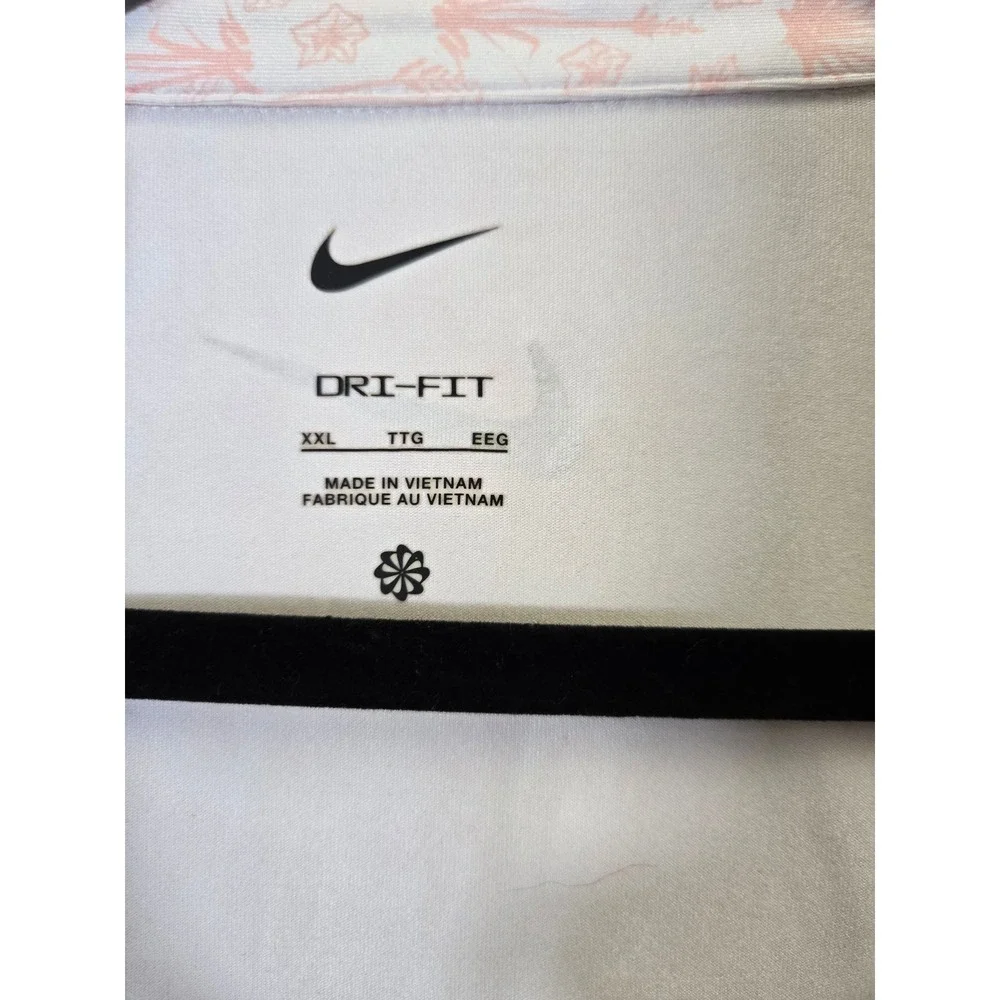 Nike Dri-Fit Golf Performance Floral Print Short Sleeve Polo Shirt Pink XXL